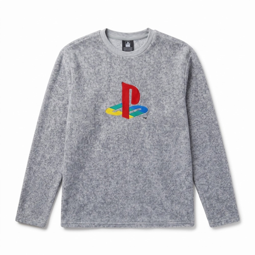 Official Sony PlayStation Gray Fleece Crewneck Sweatshirt Size M Retro Gaming